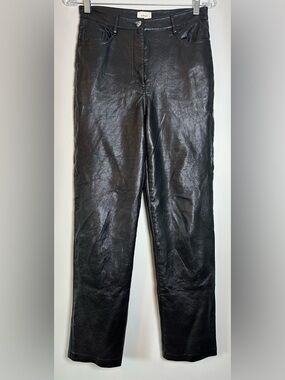 Wilfred Black Faux Leather Pants black straight leg high rise size 4 Aritzia